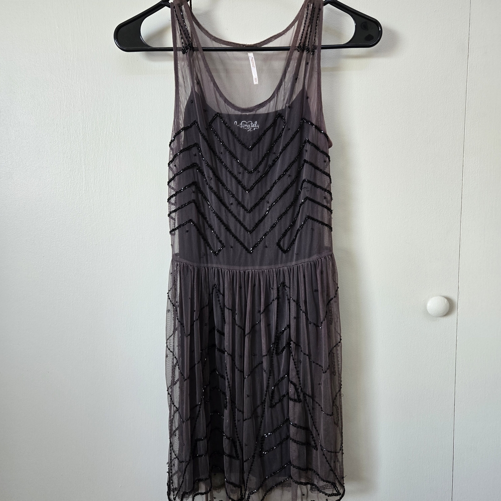 A. Byer Black Beaded Mini Dress